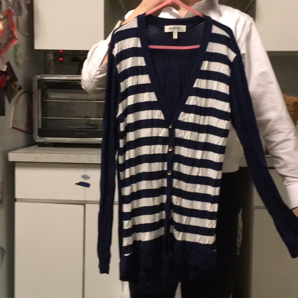 Monteau Cardigan S navy/ white stripes